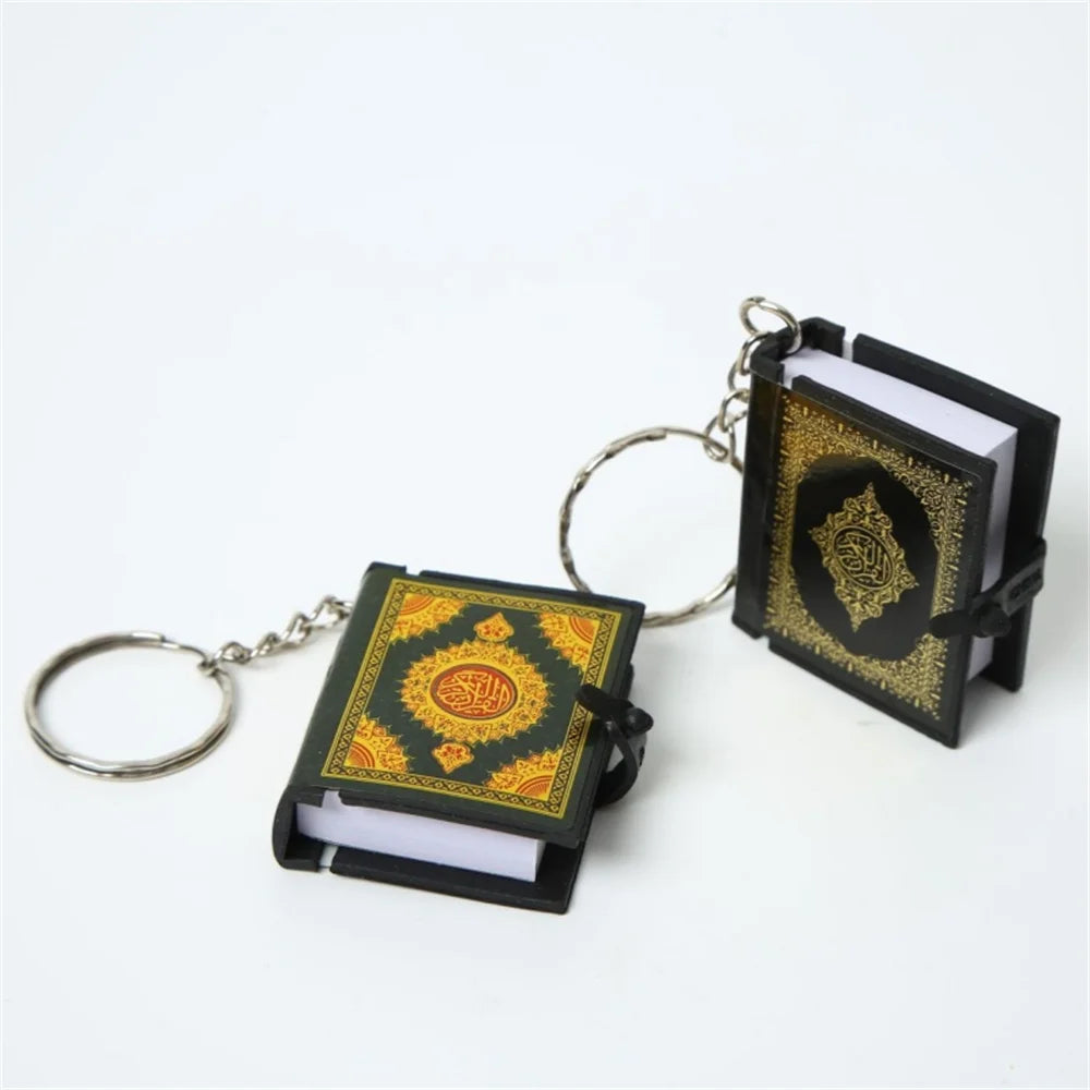 Muslim Keychain Resin Islamic Mini Quran Book - Real Paper Pendant, Readable, Key Ring Key Chain Religious Jewelry