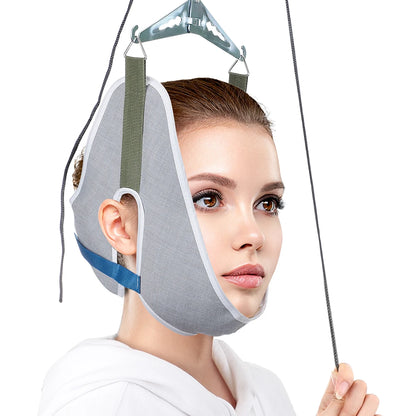 Over-Door Neck Traction Kit - Adjustable Cervical Correction Stretcher with Cushion Belt and Head Massager