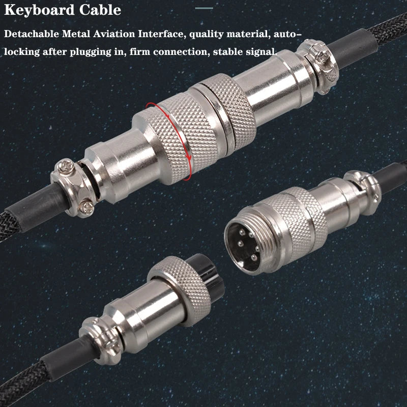 Type C Mechanical Keyboard Coiled Cable - 3M USB Wire with Aviator Connector for Desktop Computers and Mechanical Keyboards