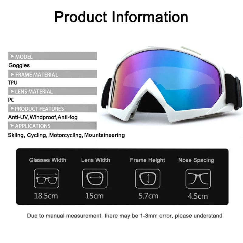 Winter Skiing Goggles: Windproof Cycling & Motorcycle Eyewear - Anti-Fog Snowboard Glasses for Skiing & Snowboarding