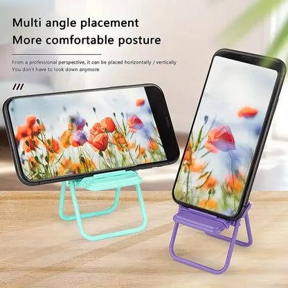 4pcs Cute Sweet Mini Chair Phone Holders - Creative Desktop Foldable Stand, Decorative Ornaments for Mobile Phones