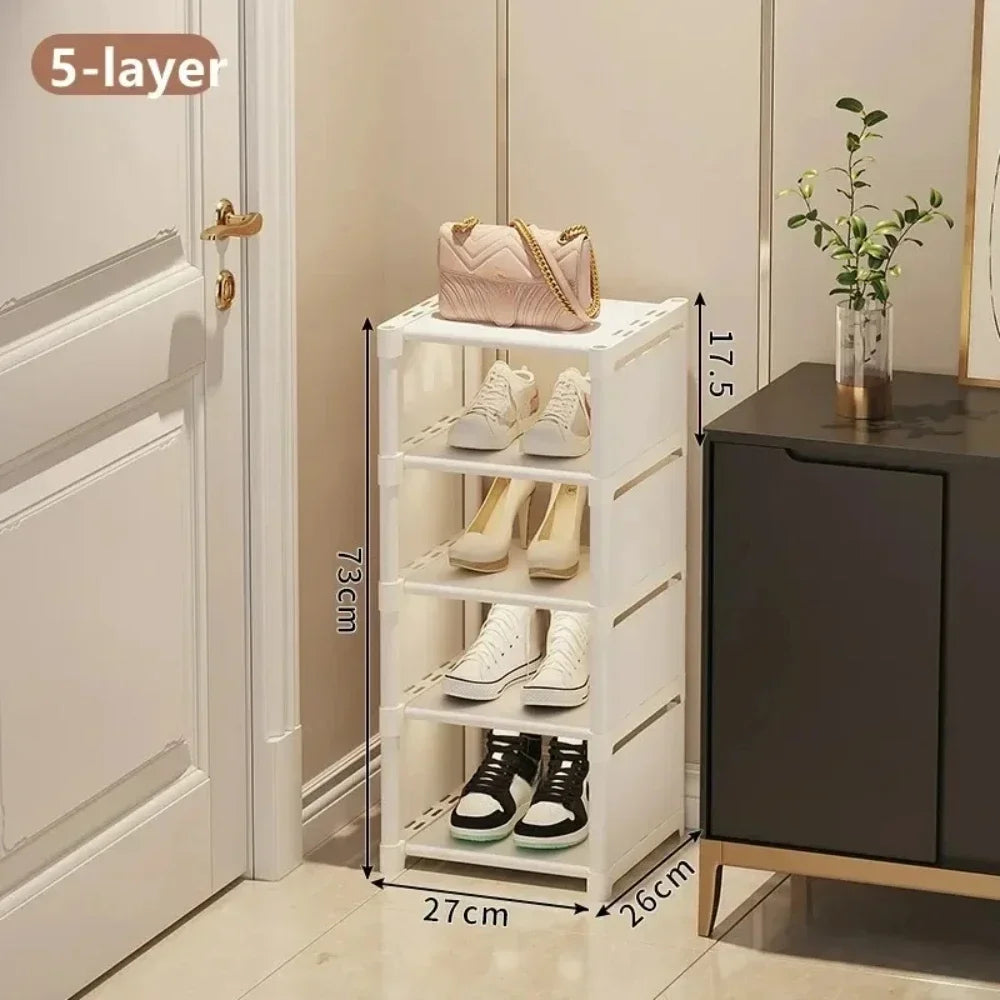 Multiple Layers Shoe Organizer - Space-Saving Rack for Wall Corner - Stackable Shelf with Adjustable Design