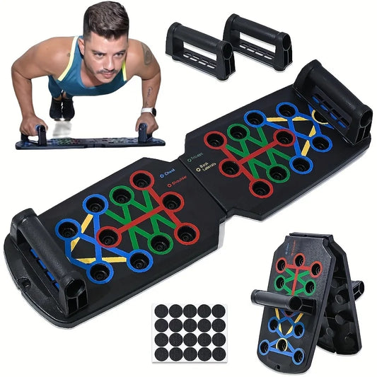 Portable Multifunctional Push-Up Board Set - Foldable Fitness Equipment with Handles for Chest, Abdomen, Arms, and Back Training