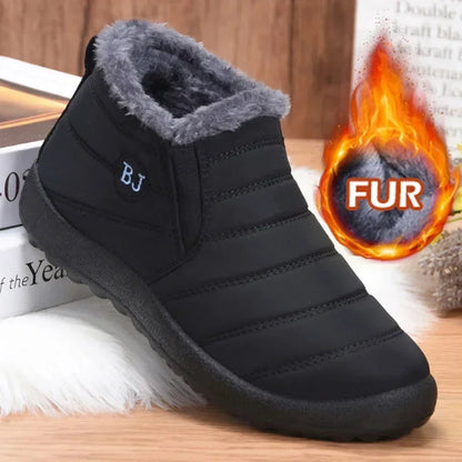 2023 Waterproof Winter Boots for Women – Plush Snow Ankle Boots, Warm & Stylish Black Couples Platform Shoes