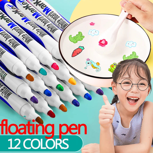 8/12 Color Magical Water Floating Painting Brushes – Whiteboard Markers for Kids – Educational Painting Pens