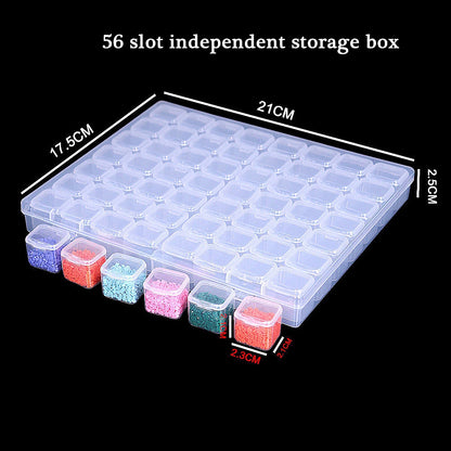 Diamond Painting Storage Container - 28/56 Grid Grooves, Transparent Toolbox for Diamond Embroidery Accessories and DIY Beaded Projects