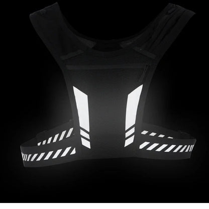 Reflective Running Backpack Vest - Lightweight Universal Sport Vest with Phone & Cards Bag for Jogging and Fitness