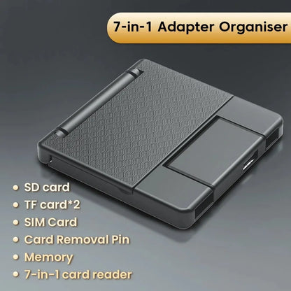 7-in-1 Multifunctional Card Reader & Storage Box: SD/Micro SD Case, OTG & USB 2.0 Type-C Adapter - Compact Card Storage Solution