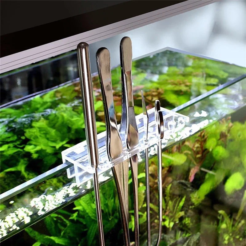 Aquarium Scissor Tools: Fish Tank Tweezer, Wave Scissors, Grass Stainless Cleaning Tools - Storage Holder Included - Aquarium Accessories