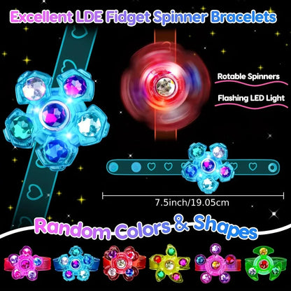 12 Pcs LED Luminous Fidget Spinner Bracelets - Kids Party Favor, Gift Bag Filler and  Carnival Return Gifts