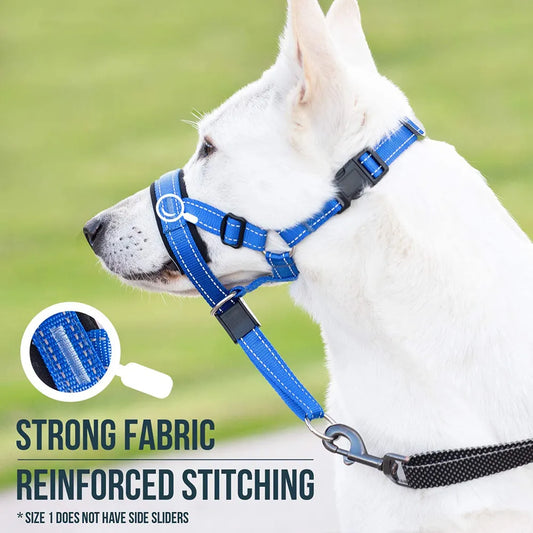 Breathable Dog Mouth Muzzles: Anti-Bark Collar Training Tool Set with Reflective Strips - Nylon Muzzle for Summer Pet Leashes