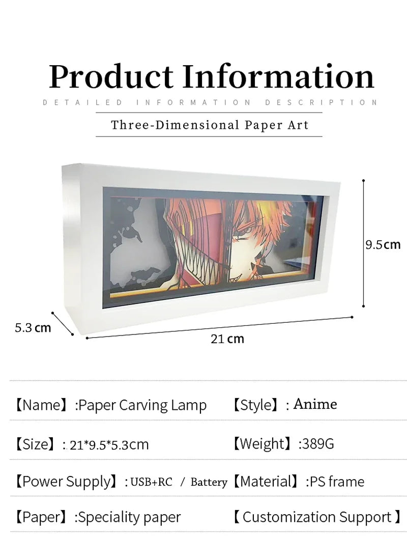 Night Light Anime Paper Cut Shadow Box – 3D Laser Carving Lamp for Cool Room Decor and Party Gifts