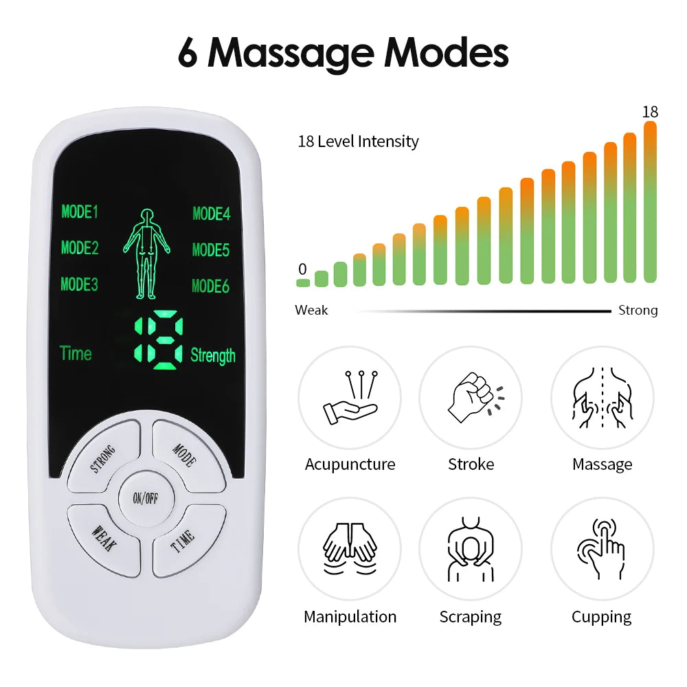 EMS Pulse Electric Muscle Stimulator - Back, Neck and Body Massager with TENS Acupuncture Meridian Physiotherapy, Digital Massage Tools