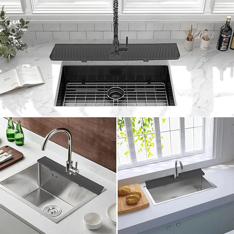 Silicone Sink Splash Guard - Upgraded Faucet Mat Gadgets - Drip Catcher Mat for Kitchen - Water Splash Guard Behind Faucet