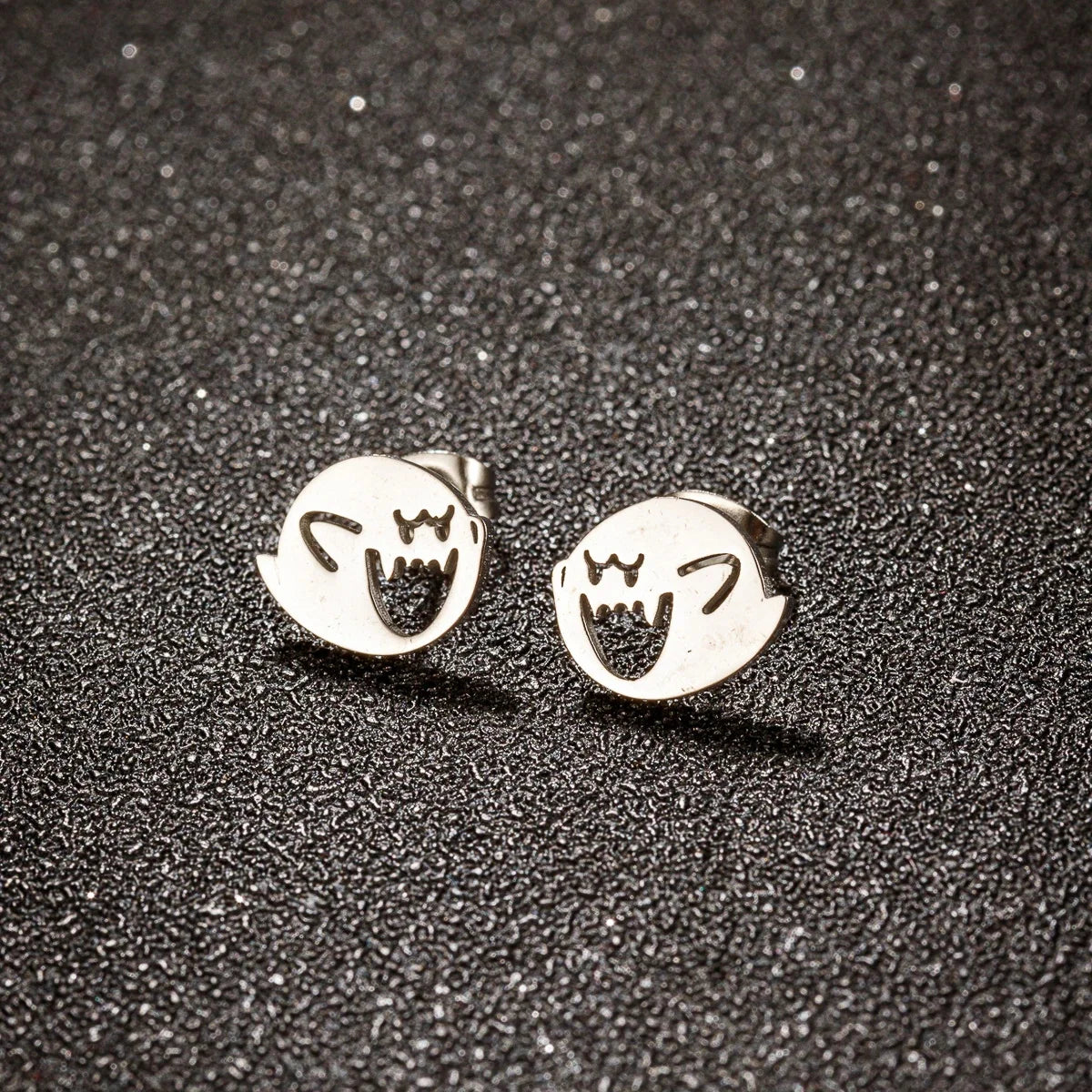 Woman's Cute Tiny Ghost Stud Earrings - Available in Silver, Black, Gold, and Rose Gold Colors, Simple Style Daily Wear Jewelry, Perfect Gift