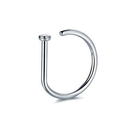 Stainless Steel Curved Barbells - Fake Nose Piercing D-Shaped Tragus Helix Stud Earring Hoop, Septum Ring - Stylish Body Jewelry