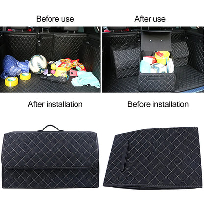 Large Capacity Car Trunk Organizer | Multiuse Tools Storage Bag | Leather Folding Box for Emergency Storage - Auto Tidying Solution