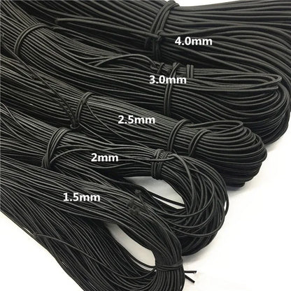 White and Black Round Elastic Bands - 1mm, 2mm, 3mm, 4mm Rubber Stitching Rope Tape Cord for DIY Sewing and Wedding Clothes Accessories