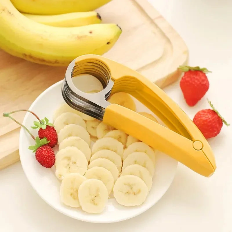 Stainless Steel Kitchen Accessories: Banana & Fruit Slicer, Vegetable & Sausage Cutter - Salad & Sundae Cooking Tools