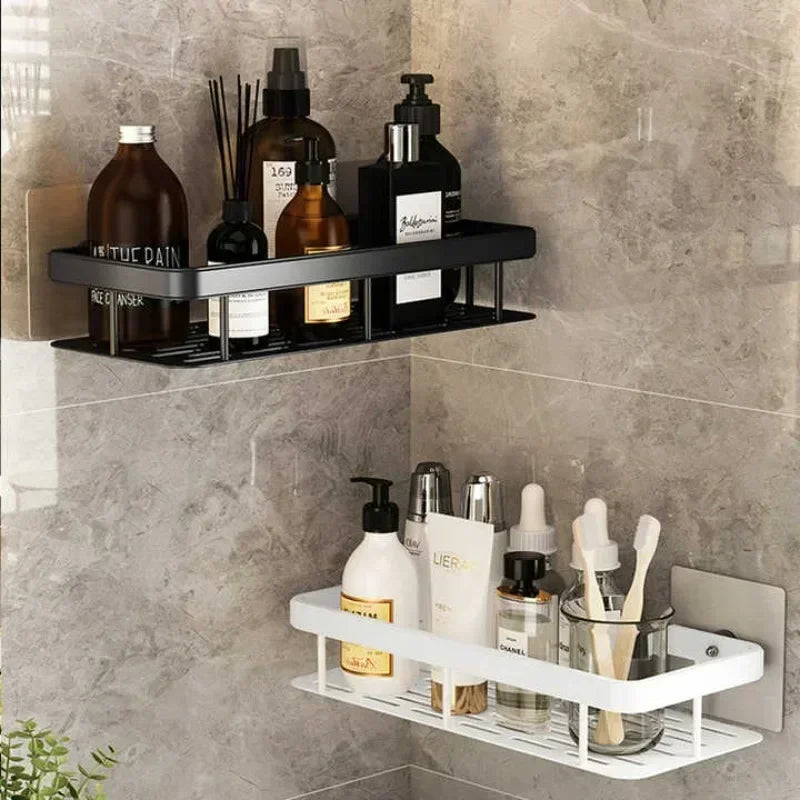 Aluminum Alloy Bathroom Shelf - No-Drill Kitchen and Shower Storage Organizer for Shampoo and Accessories