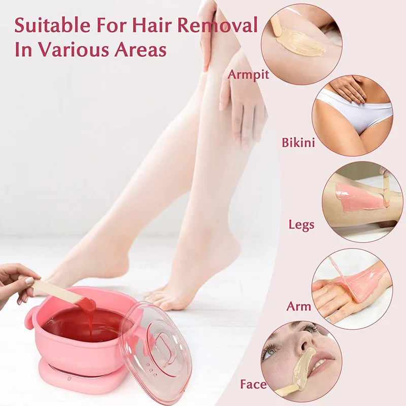 Portable Silicone Wax Warmer: 400ML Foldable Wax Heater - Hair Removal Spa Body Epilator for Travel, Paraffin Wax Pot