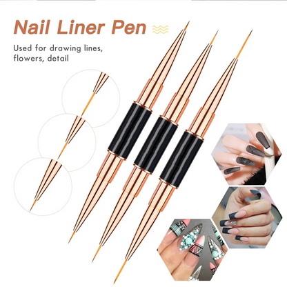 Professional Nail Art Brush Set: 5pcs Double-Ended Brushes - Ideal for Long Lines and Detailed Nail Designs