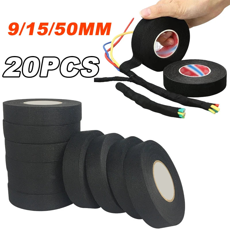 Electrical Insulating Tape - Heat Resistant, Waterproof Harness Tape for Car Cable Wiring Loom Protection, Available in 9/15/50mm