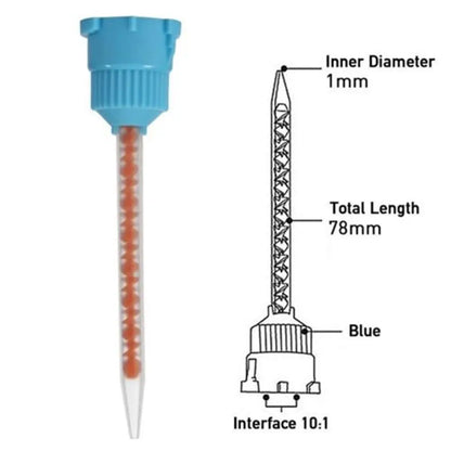 50pcs 10:1 Dental Materials Silicone Rubber Gun Conveying Mixing Head | Disposable Mixing Head for Dentistry