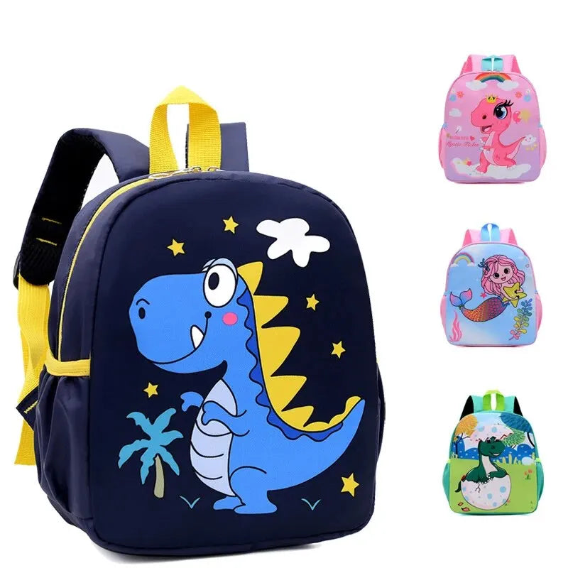 Trendy Cartoon Dinosaur Printed School Backpack | Waterproof Kindergarten and Primary School Bookbag | Cute Student Bag