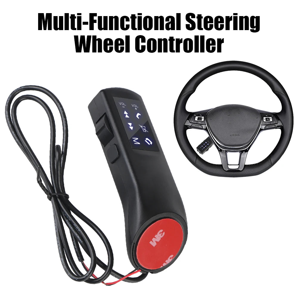 Universal 12V Remote Controller Car Steering Wheel Buttons - 8 Keys Wireless Control for Music, Phone, DVD, and Navigation