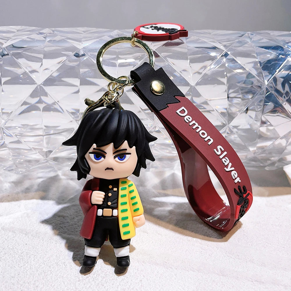 Demon Slayer Kimetsu No Yaiba Ghost Blade Keychain - Cute Character Bag Pendant and Car Key Ring, Anime Jewelry Fans Gift