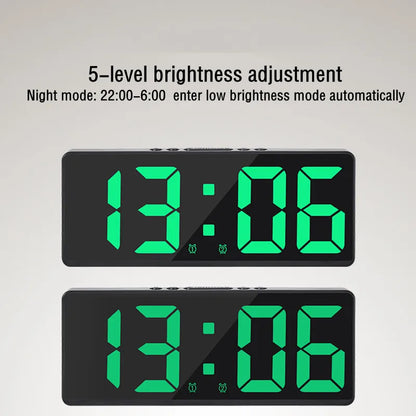 Digital Alarm Clock with Voice Control - Temperature Display, Snooze, Night Mode - Desktop Table Clock with Anti-disturb Function - 12/24H LED Watch