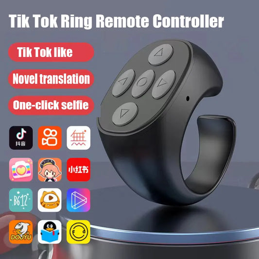 Wireless Bluetooth Selfie Remote Control Ring for Mobile Phones - Convenient Tiktok and Artifac Tool - Compatible with Xiaomi and Apple