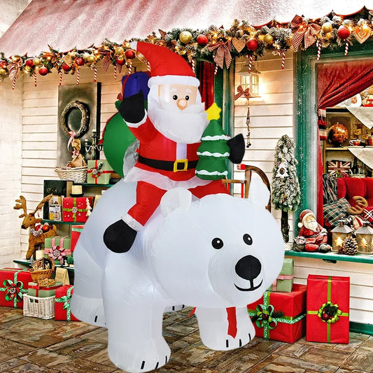 Christmas Inflatable Decoration with Built-in LED Lights - Indoor/Outdoor Xmas and New Year Party Ornament for Garden