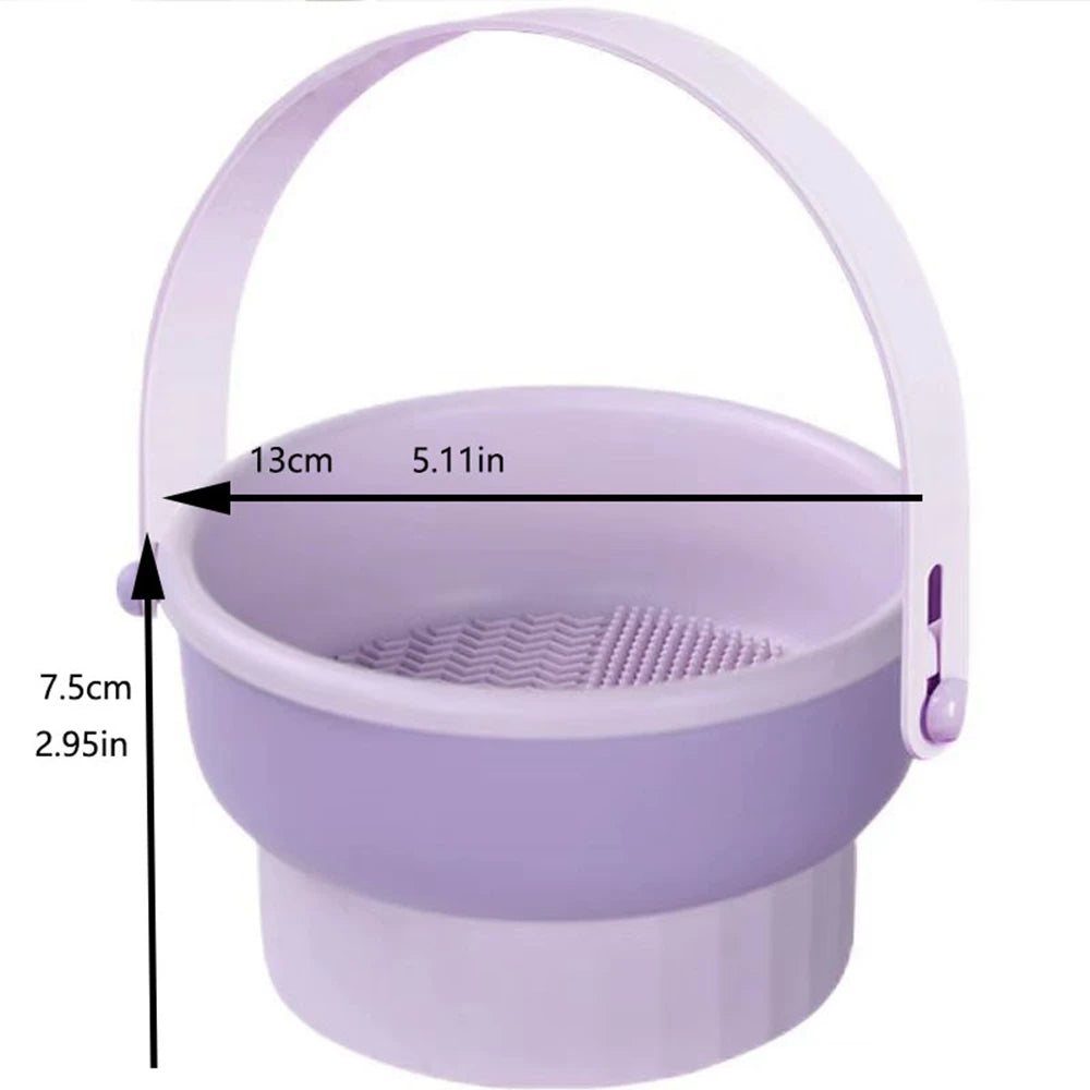 1PCS Silicone Makeup Brush Cleaning Bowl - Make-up Egg Drying Tool Set with Powder Puff Washer - Sponge Storage Artifact