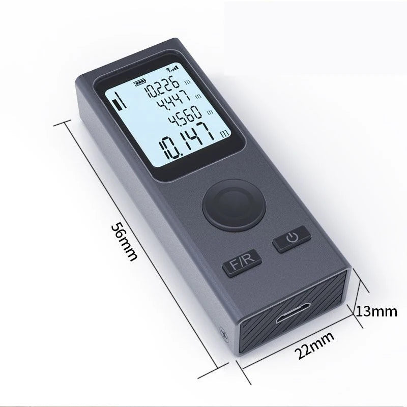 Mini Laser Rangefinder Tape Measure – Digital Laser Ruler, USB Rechargeable, Aluminum Alloy, Measures up to 30m/50m