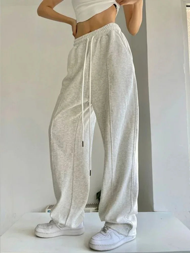 HOUZHOU Women Sweatpants - Casual Joggers, Harajuku Hip Hop Korean Fashion, Y2K Wide Leg Sports Trousers for Streetwear