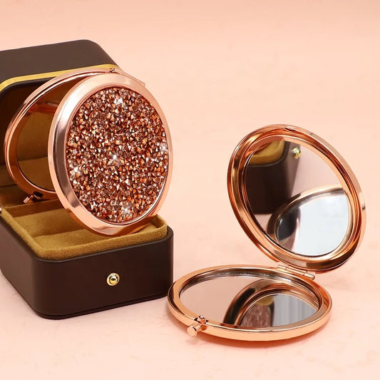 Bling Mini Makeup Pocket Mirror: Customizable Compact Cosmetic Mirror