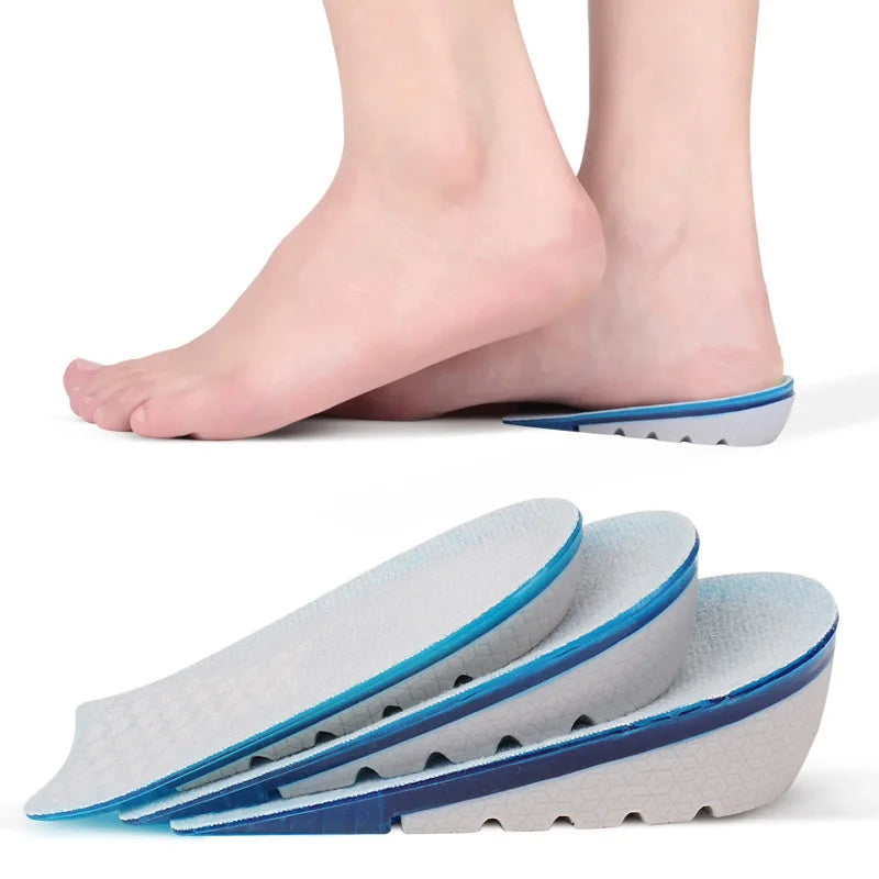 High-Quality TPE Heightened Insoles: 1-3cm Lift, Silicone Gel Heel Pads for Men and Women - Invisible Height Increase