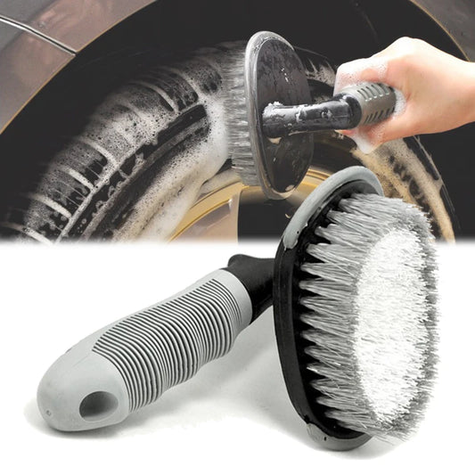 Car Wash Cleaning Brush with T-Bend Handle: Nylon Bristle Wheel Hub Gap Cleaning Tool - Car Detailing, Special Tire Brush