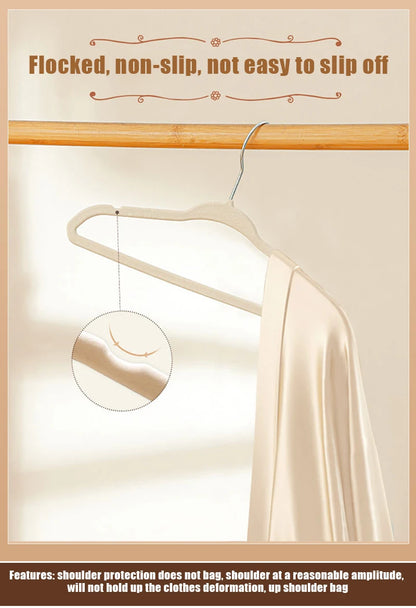 10/20pcs Velvet Non-Slip Clothing Hangers - Flocked Coat & Hakama Organizer for Room Storage and Clothes Care