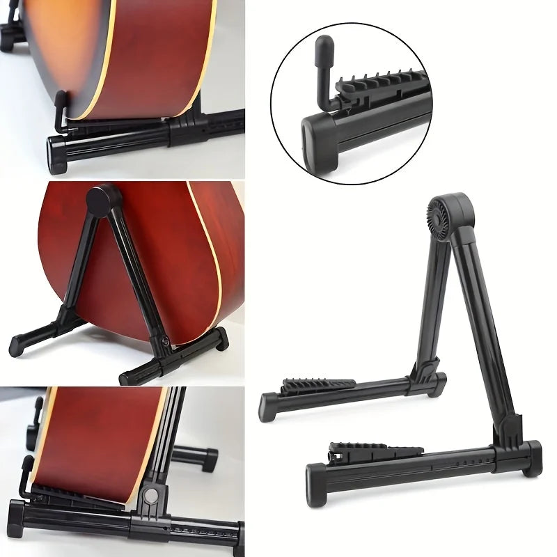 Miwayer Folding Guitar Stand – A-Frame Floor Stand for Acoustic, Classical, Electric, Bass Guitars, Banjo and Ukulele, Portable ABS