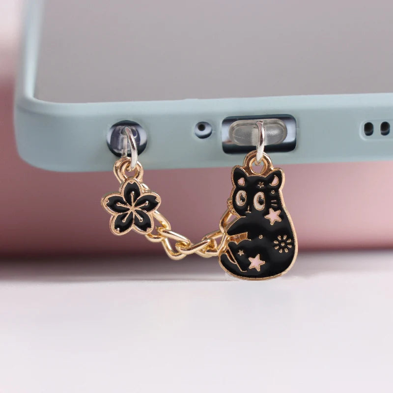 Kawaii Cat Phone Dust Plug Charm: Anti-Dust Cap Pendant for iPhone & Type-C - Cute Android Charge Port Plug, Dust Protection Stopper