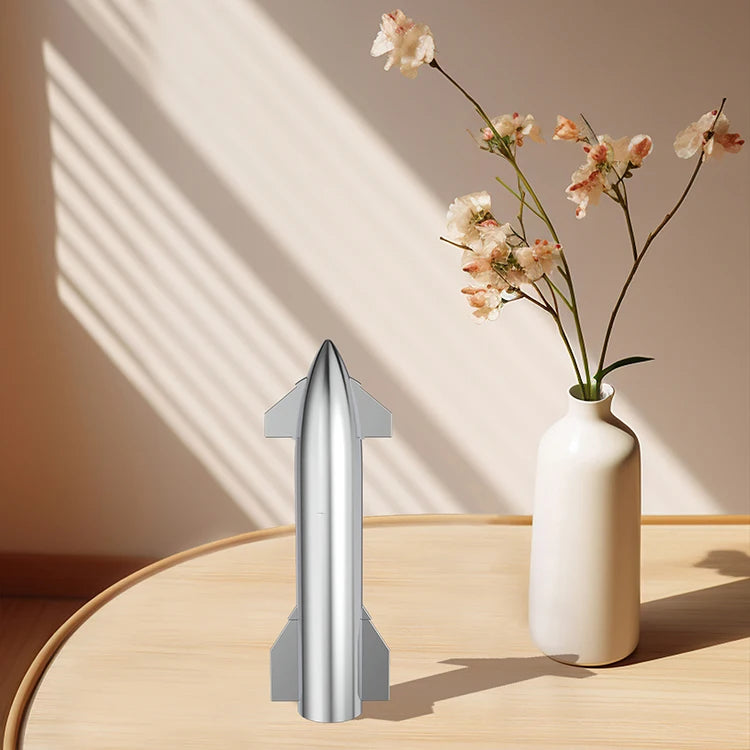 SpaceX Starship Rocket Model - Metallic Texture Falcon Heavy and Dragon Spacecraft Toy, NASA-Themed Desktop Ornament