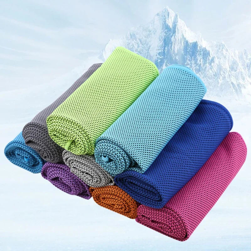 Portable Mini Silica Gel Set Cold Towel Polyester Fiber Outdoor Cooling Towel Fitness sports gym Running quick Dry Cool Towel