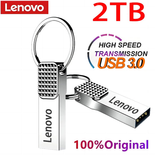 Lenovo 128GB Metal USB Flash Drive - 2TB Portable USB 3.0 Pendrive with High-Speed Transfer and Waterproof Design