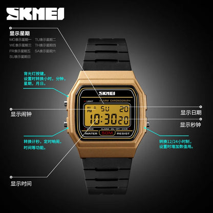 SKMEI 1412 Waterproof Digital Watch - Date & Week Display, Sports Couple Wristwatch, Fashionable Relogio Feminino for Women