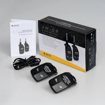 JOYO JW-03 Wireless Guitar System - 2.4GHz 4 Channels Transmitter and Receiver for Electric Guitar & Bass Amplifier