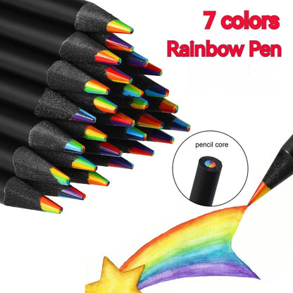 Rainbow Color Pencils for Kids – 10-Piece Set with Concentric Gradient Crayons, 7 Vibrant Colors for Art , Painting and Drawing