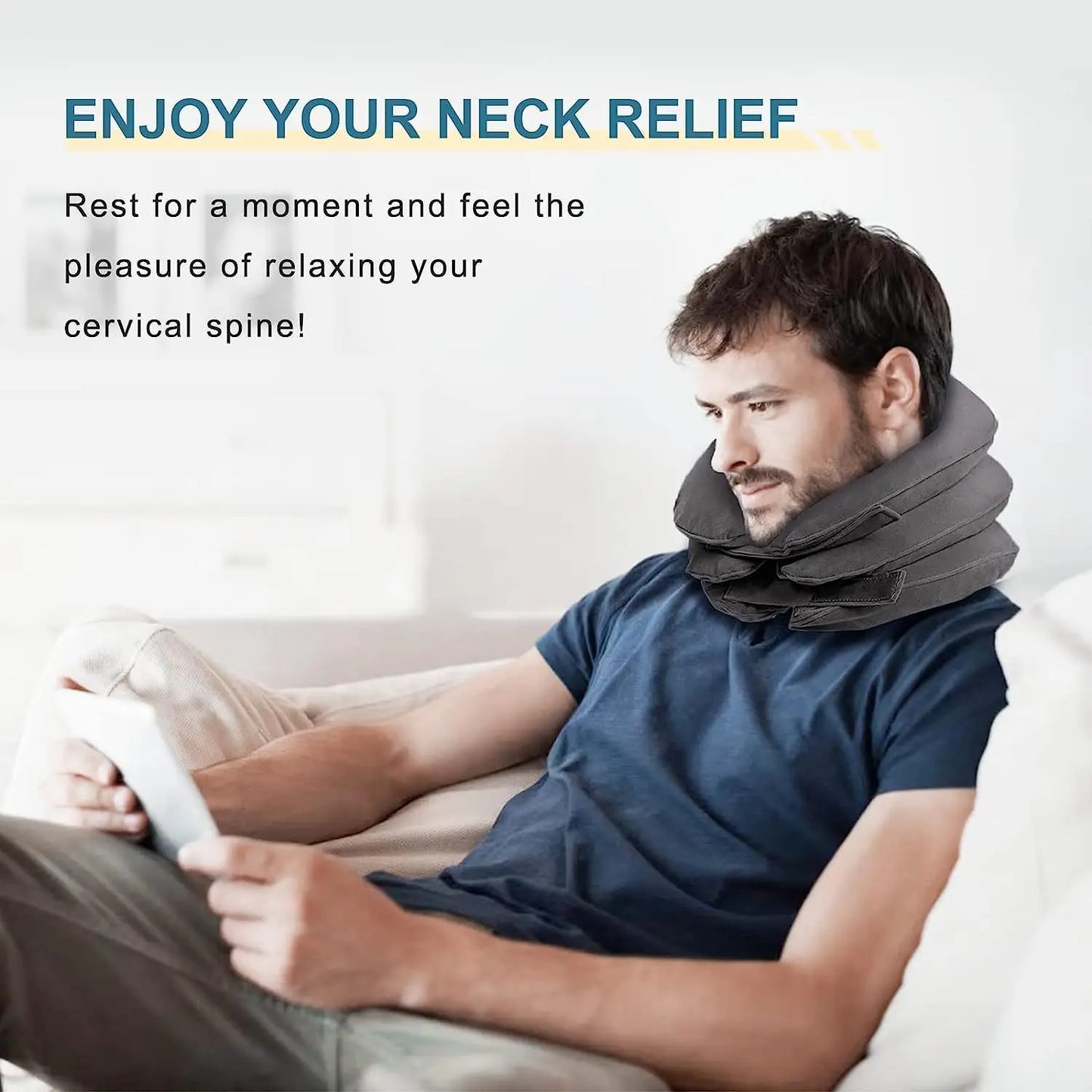 Inflatable Cervical Neck Traction Device: Relief for Chronic Neck & Shoulder Pain - Alignment Support Collar